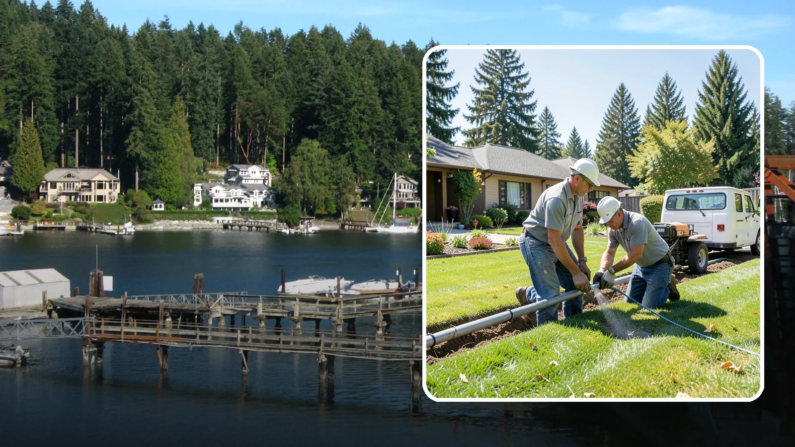 Mainline Leak Repair in Gig Harbor, Pierce County, WA - We repair pressurized mainline leaks that cause constant water flow, low pressure, and soggy ground even when your sprinklers are...