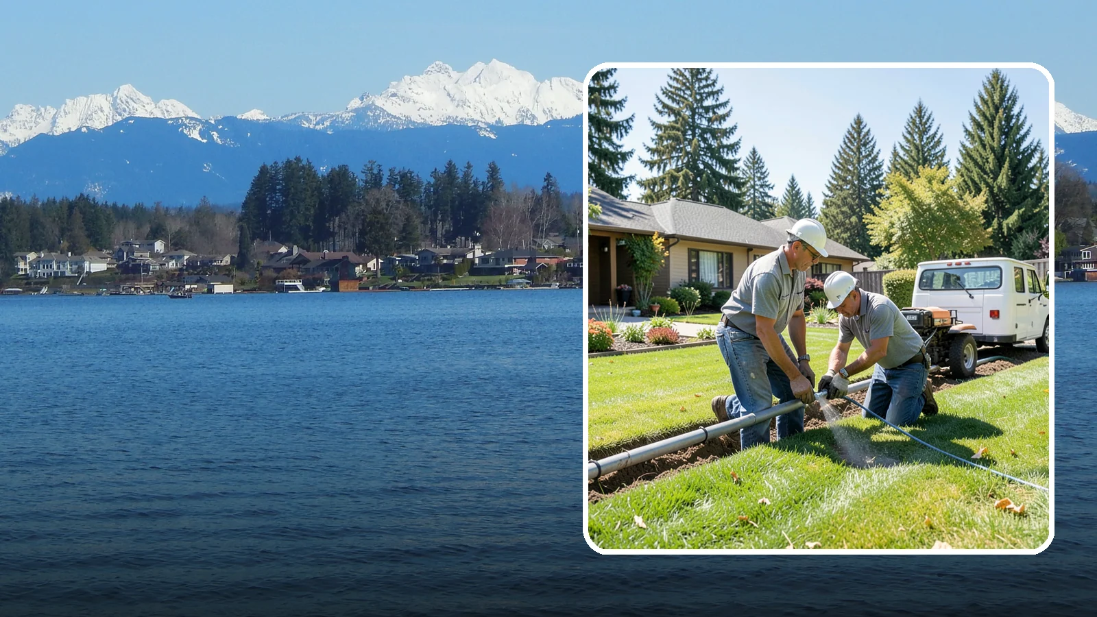 Mainline Leak Repair in Lake Stevens, Snohomish County, WA - We repair pressurized mainline leaks that cause constant water flow, low pressure, and soggy ground even when your sprinklers are...