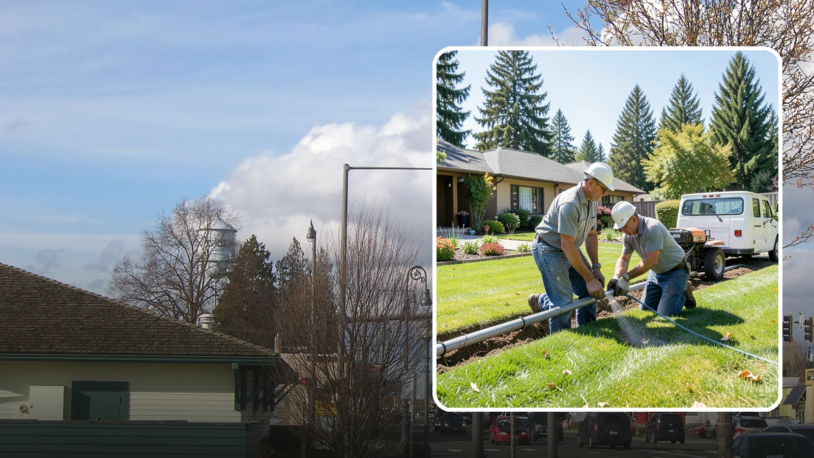 Mainline Leak Repair in Marysville, Snohomish County, WA - We repair pressurized mainline leaks that cause constant water flow, low pressure, and soggy ground even when your sprinklers are...