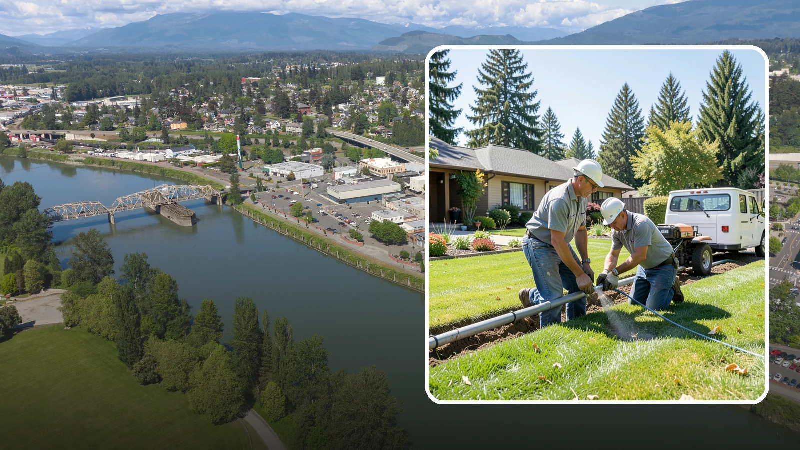 Mainline Leak Repair in Mount Vernon, Skagit County, WA - We repair pressurized mainline leaks that cause constant water flow, low pressure, and soggy ground even when your sprinklers are...