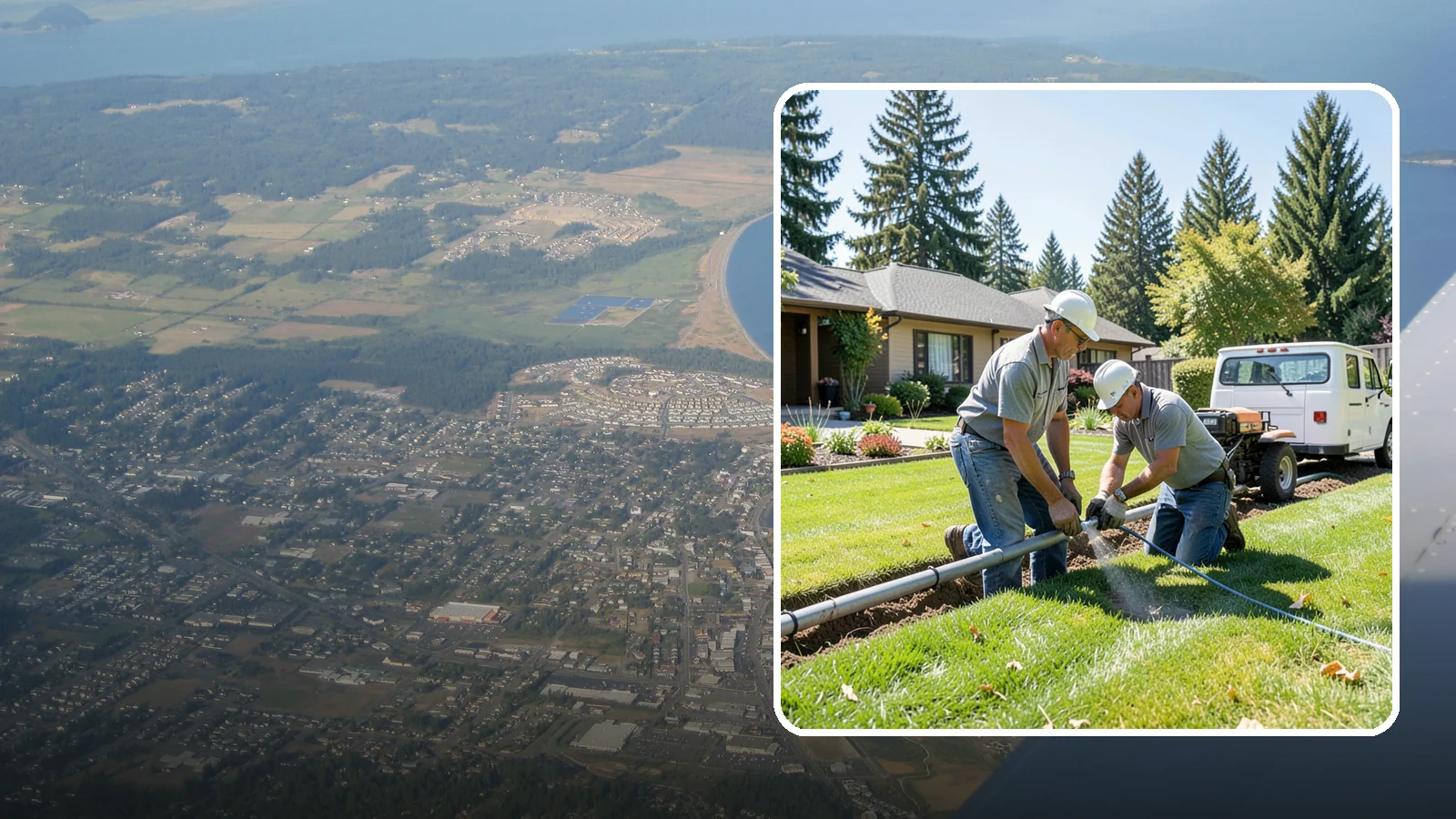 Mainline Leak Repair in Oak Harbor, Island County, WA - We repair pressurized mainline leaks that cause constant water flow, low pressure, and soggy ground even when your sprinklers are...