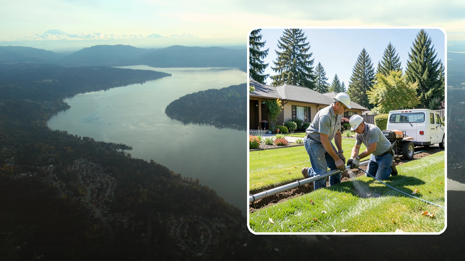 Mainline Leak Repair in Sammamish, King County, WA - We repair pressurized mainline leaks that cause constant water flow, low pressure, and soggy ground even when your sprinklers are...