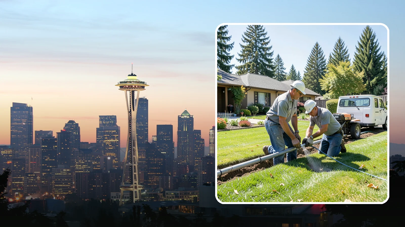 Mainline Leak Repair in Seattle, King County, WA - We repair pressurized mainline leaks that cause constant water flow, low pressure, and soggy ground even when your sprinklers are...