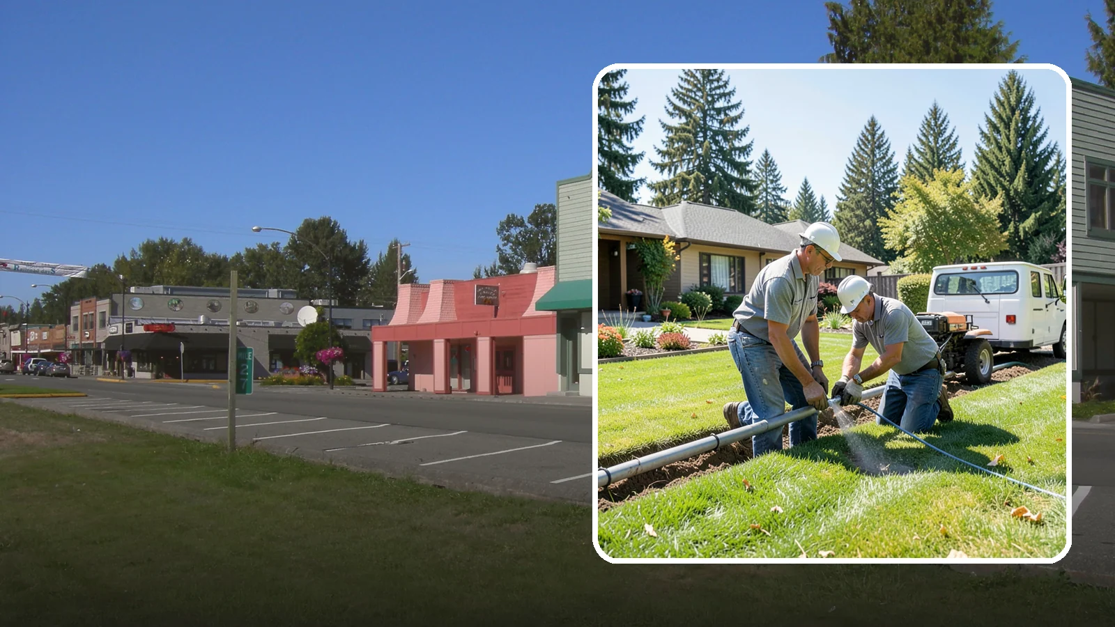 Mainline Leak Repair in Snoqualmie, King County, WA - We repair pressurized mainline leaks that cause constant water flow, low pressure, and soggy ground even when your sprinklers are...