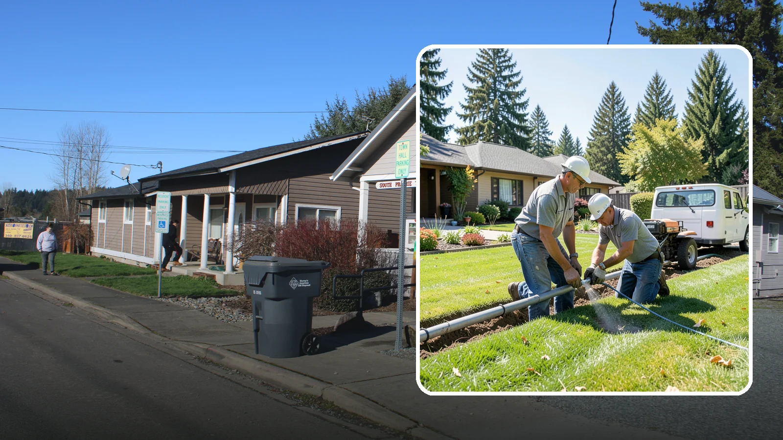 Mainline Leak Repair in South Prairie, Pierce County, WA - We repair pressurized mainline leaks that cause constant water flow, low pressure, and soggy ground even when your sprinklers are...