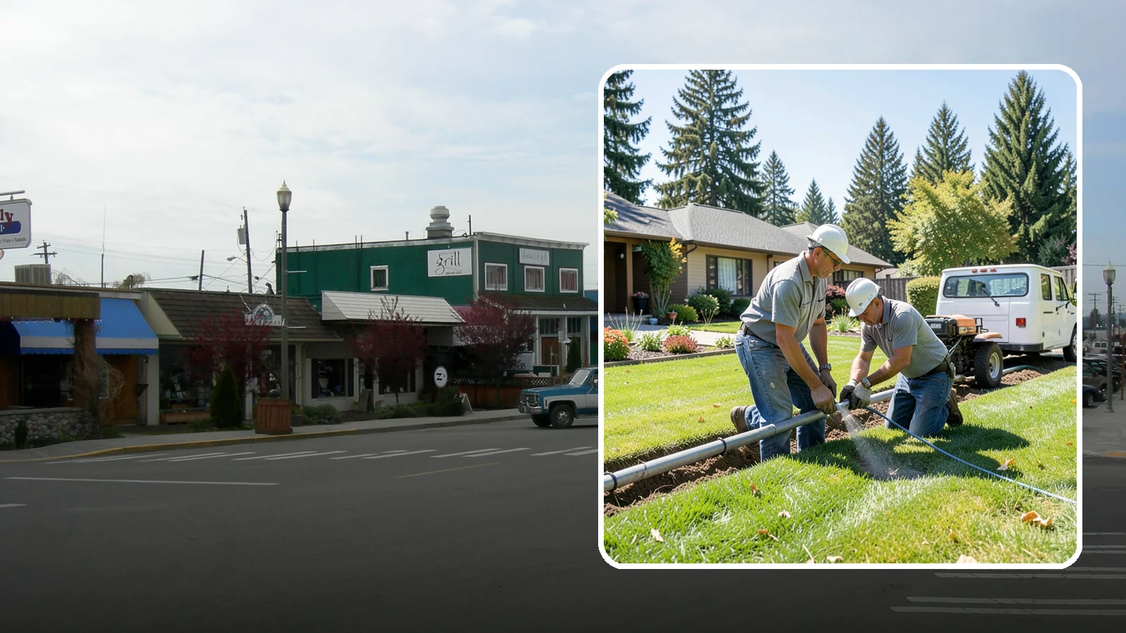 Mainline Leak Repair in Stanwood, Snohomish County, WA - We repair pressurized mainline leaks that cause constant water flow, low pressure, and soggy ground even when your sprinklers are...