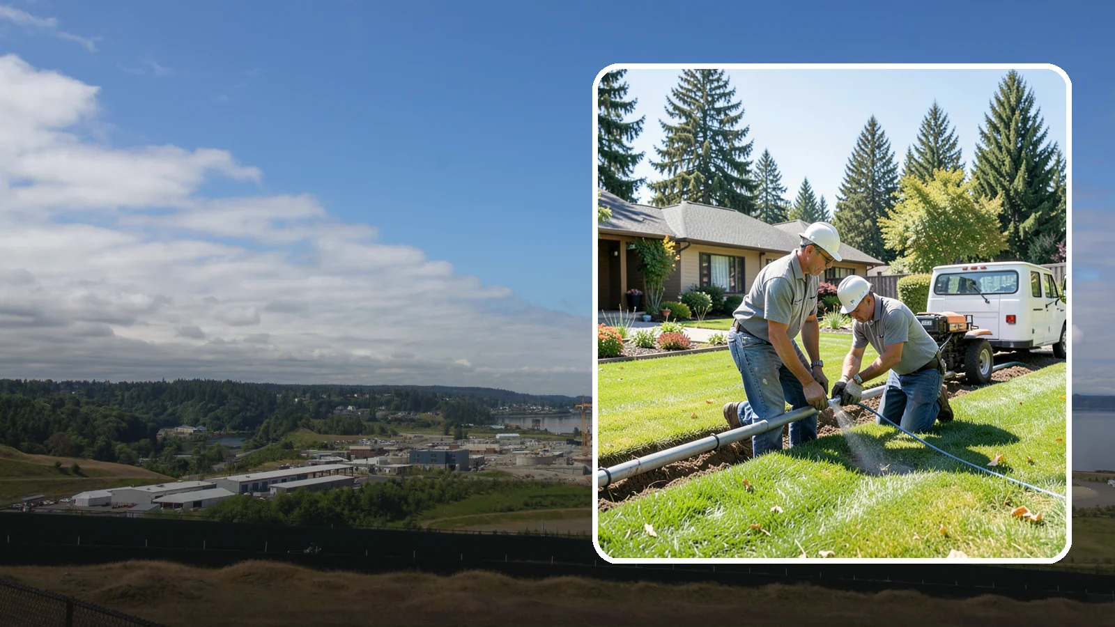 Mainline Leak Repair in University Place, Pierce County, WA - We repair pressurized mainline leaks that cause constant water flow, low pressure, and soggy ground even when your sprinklers are...