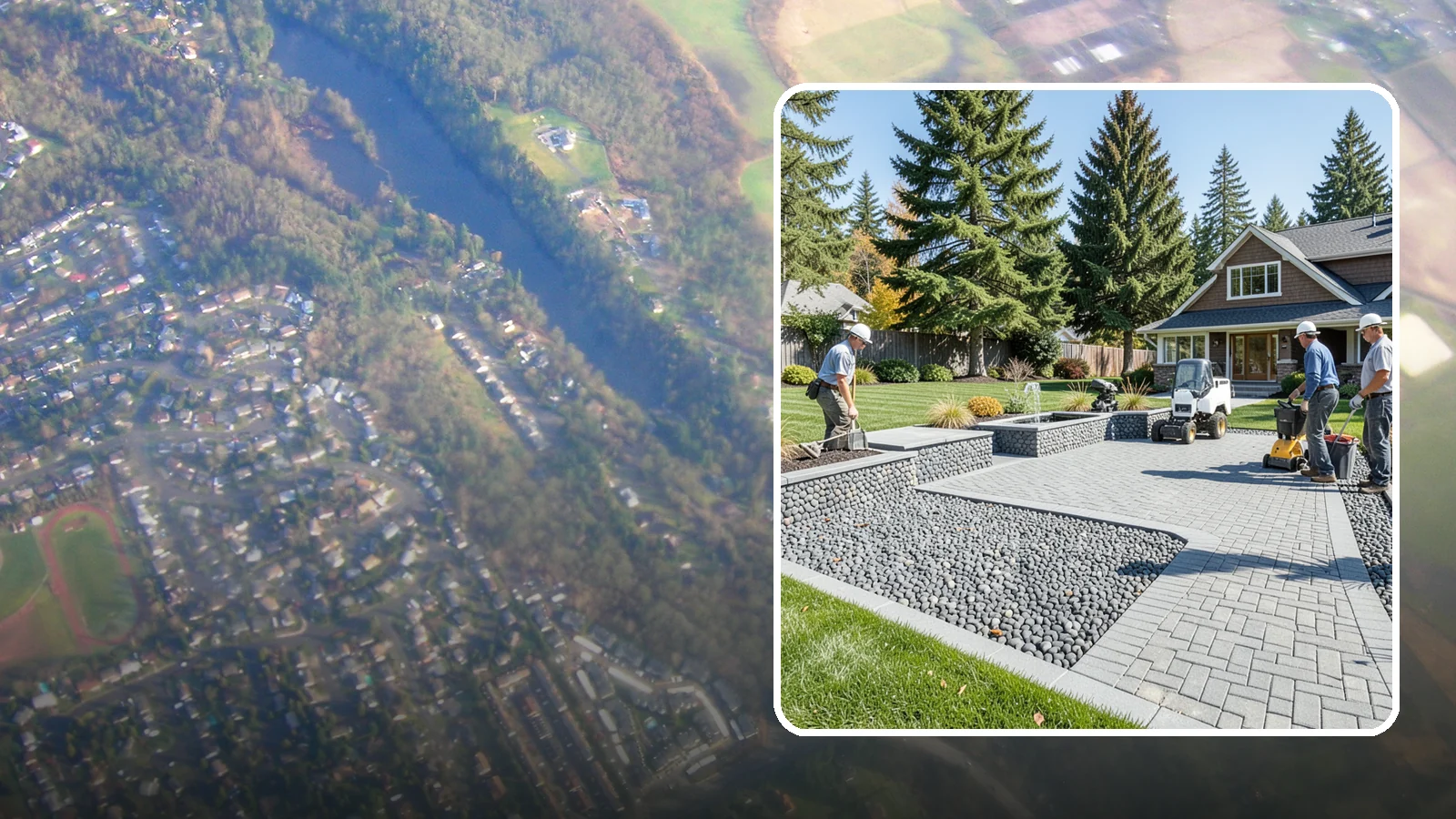 Mexican Beach Pebble Installation in Algona, King County, WA - Smooth, dark, ocean-tumbled pebbles that deliver a refined, high-end look for modern beds and water features.
