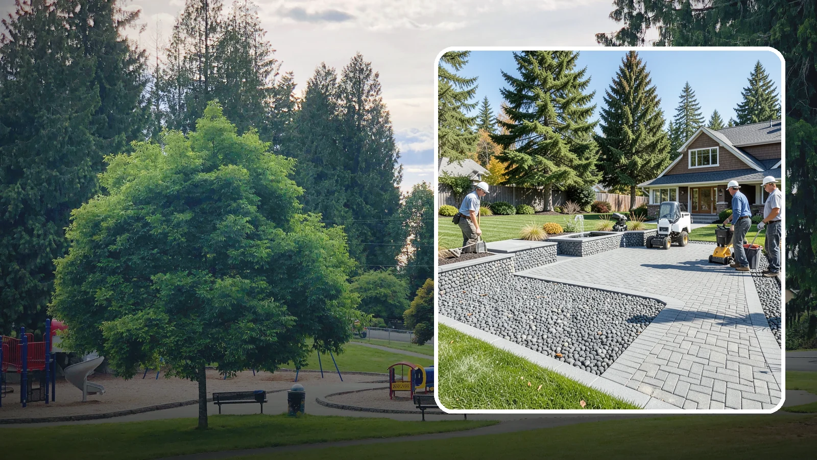 Mexican Beach Pebble Installation in Bonney Lake, Pierce County, WA - Smooth, dark, ocean-tumbled pebbles that deliver a refined, high-end look for modern beds and water features.
