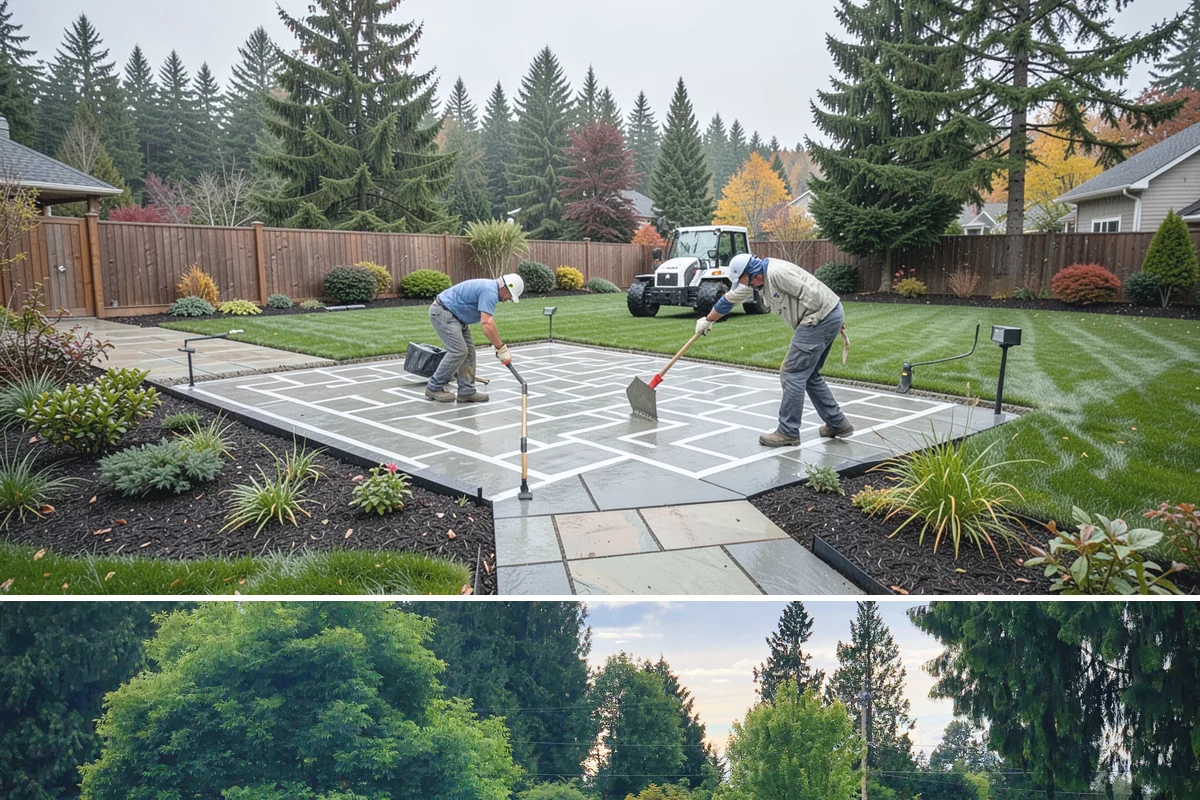 Mexican Beach Pebble Installation in Bonney Lake, Pierce County, WA - Mexican beach pebble installs in any season, though it looks its dramatic best glistening under our wet Northwest skies right...