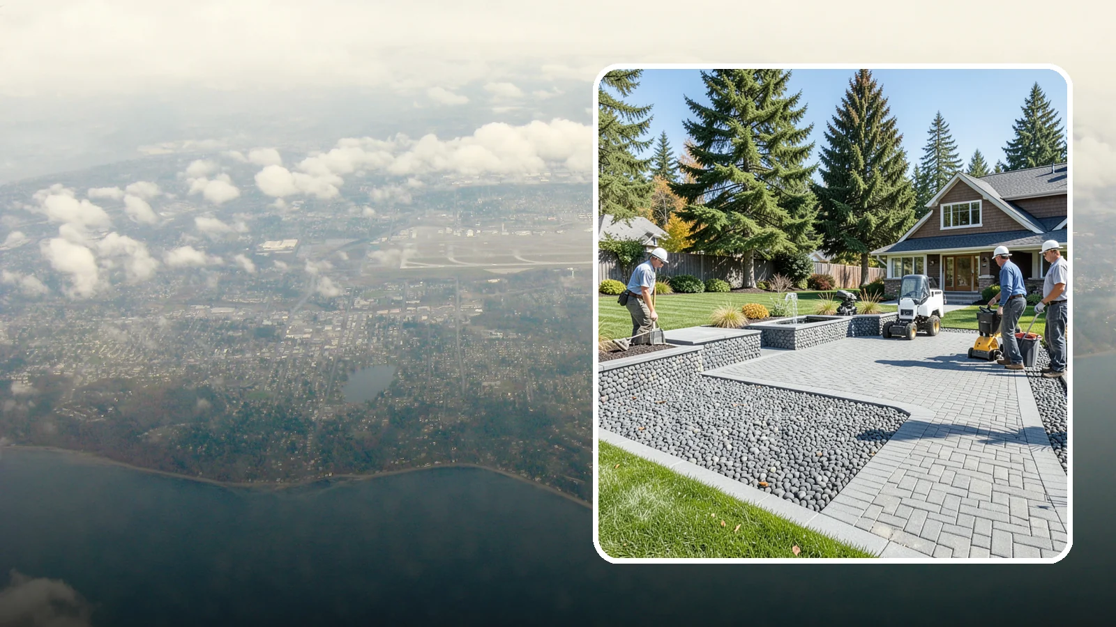 Mexican Beach Pebble Installation in Burien, King County, WA - Smooth, dark, ocean-tumbled pebbles that deliver a refined, high-end look for modern beds and water features.