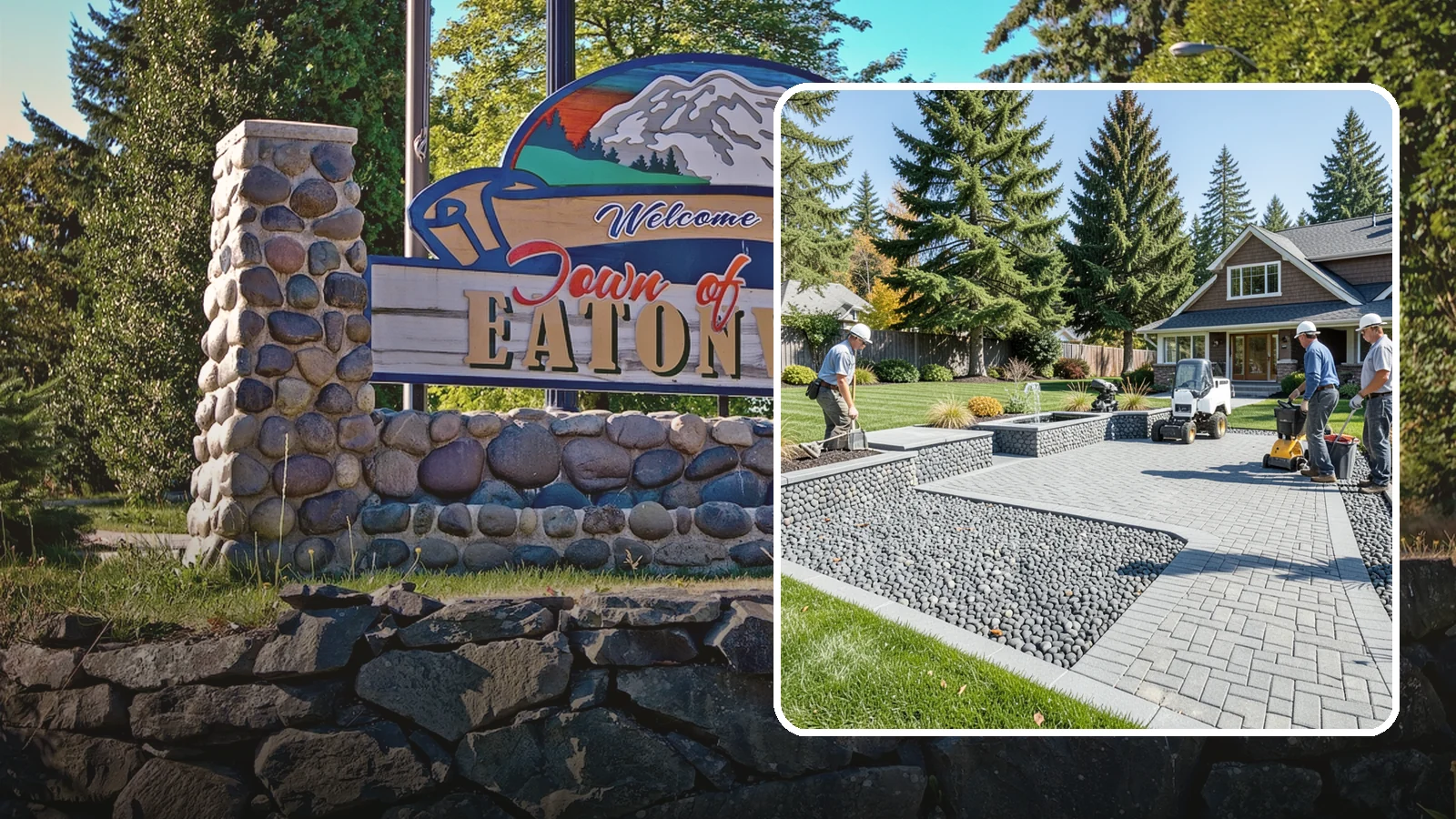 Mexican Beach Pebble Installation in Eatonville, Pierce County, WA - Smooth, dark, ocean-tumbled pebbles that deliver a refined, high-end look for modern beds and water features.