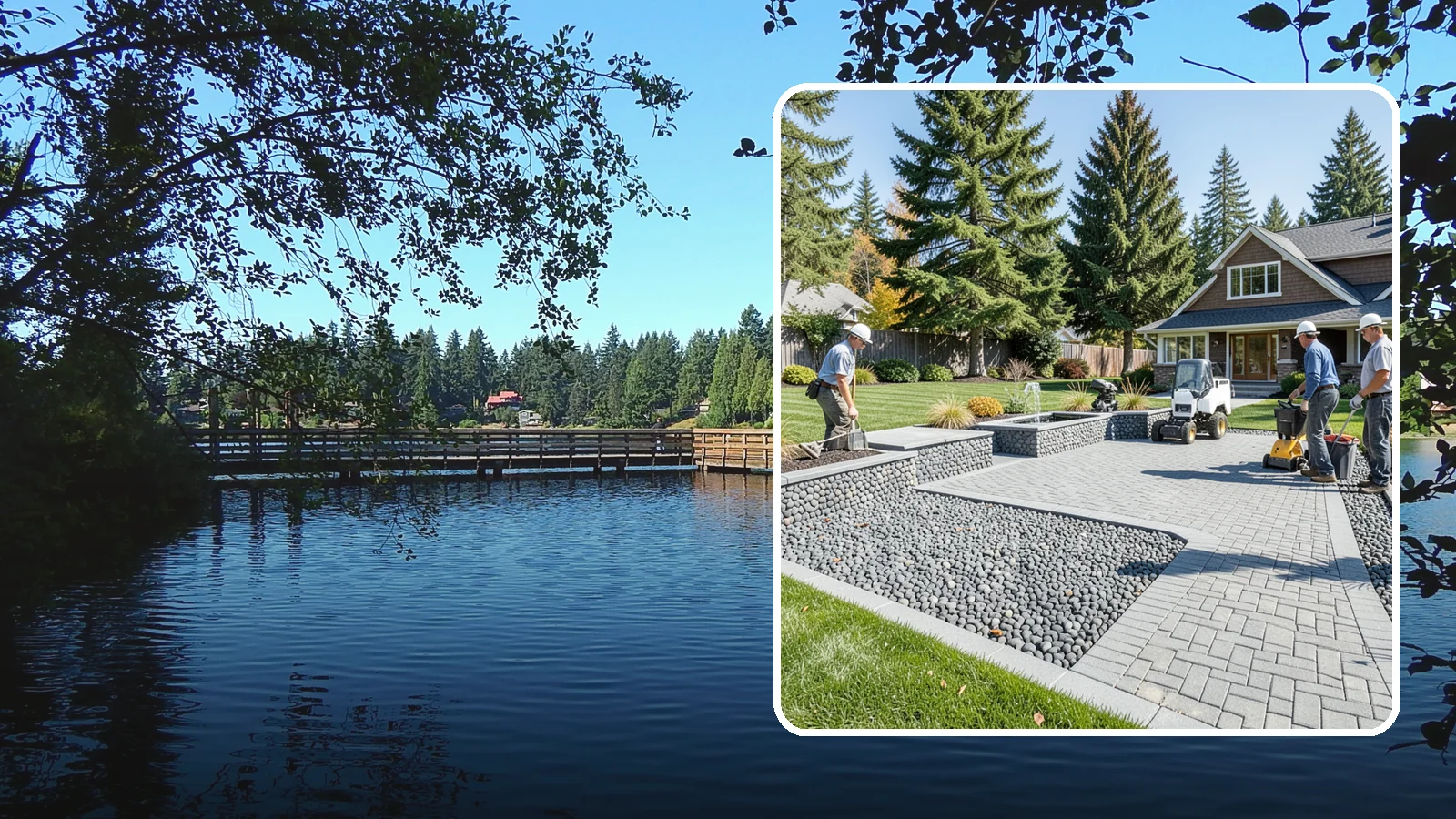 Mexican Beach Pebble Installation in Federal Way, King County, WA - Smooth, dark, ocean-tumbled pebbles that deliver a refined, high-end look for modern beds and water features.