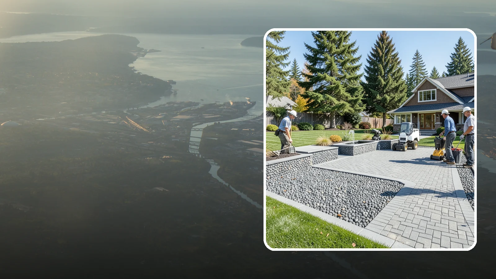 Mexican Beach Pebble Installation in Fife, Pierce County, WA - Smooth, dark, ocean-tumbled pebbles that deliver a refined, high-end look for modern beds and water features.