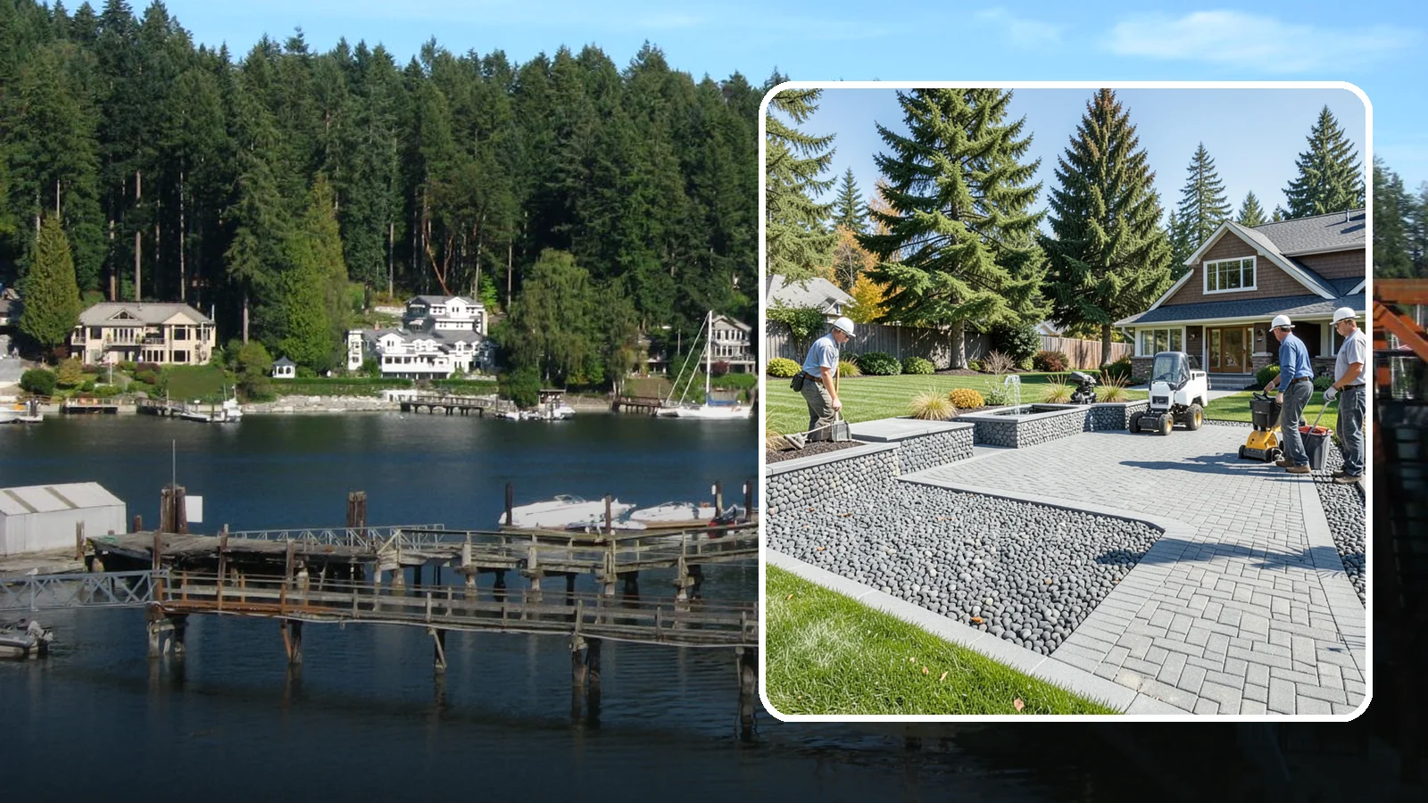 Mexican Beach Pebble Installation in Gig Harbor, Pierce County, WA - Smooth, dark, ocean-tumbled pebbles that deliver a refined, high-end look for modern beds and water features.