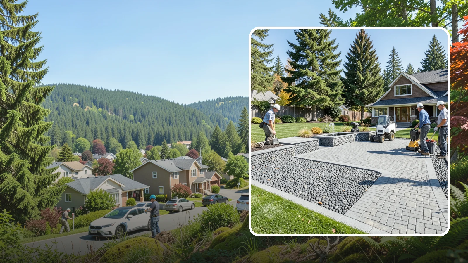 Mexican Beach Pebble Installation in Index, Snohomish County, WA - Smooth, dark, ocean-tumbled pebbles that deliver a refined, high-end look for modern beds and water features.
