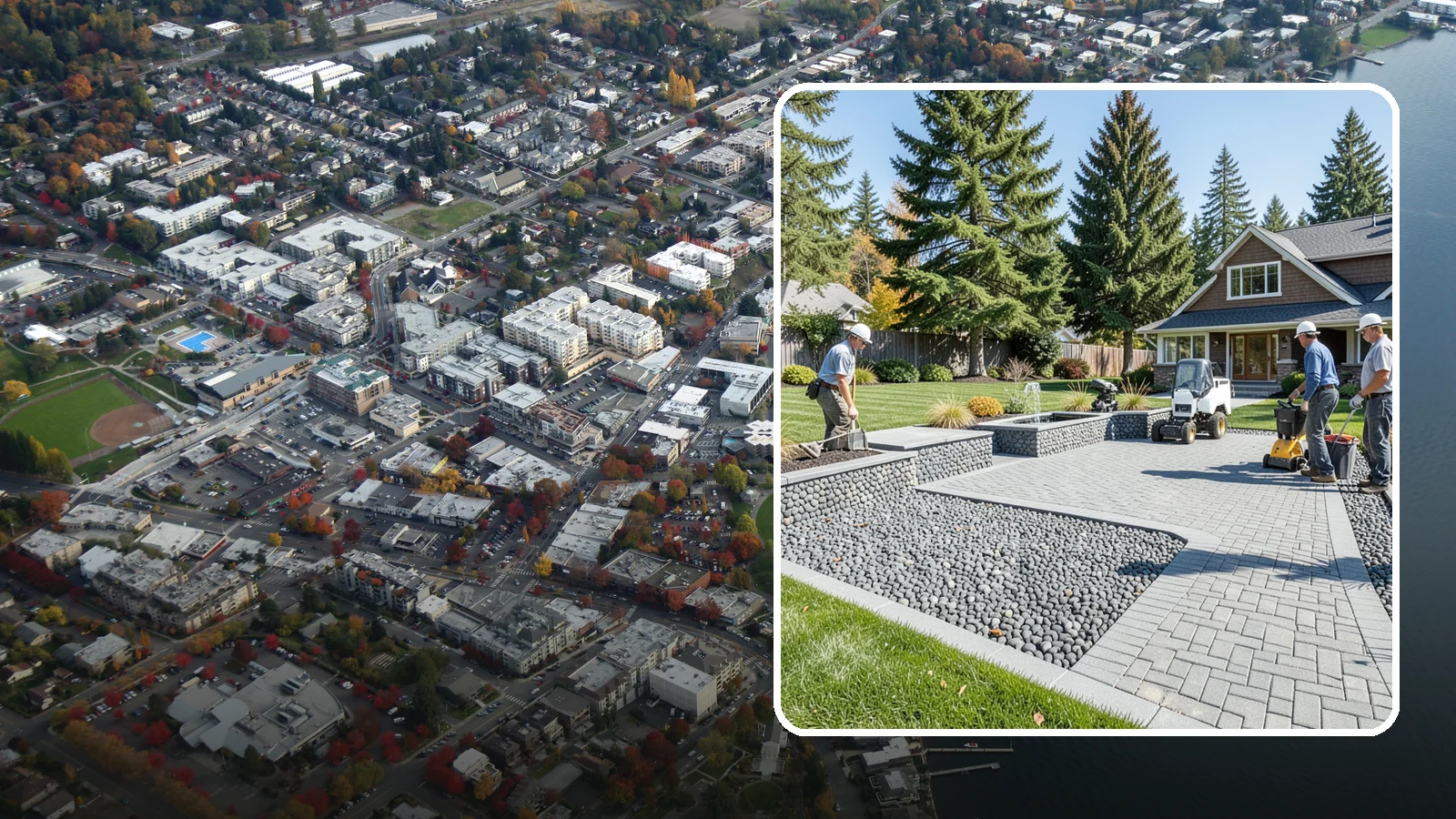 Mexican Beach Pebble Installation in Kirkland, King County, WA - Smooth, dark, ocean-tumbled pebbles that deliver a refined, high-end look for modern beds and water features.