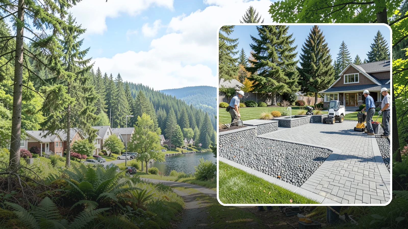 Mexican Beach Pebble Installation in Lake Forest Park, King County, WA - Smooth, dark, ocean-tumbled pebbles that deliver a refined, high-end look for modern beds and water features.