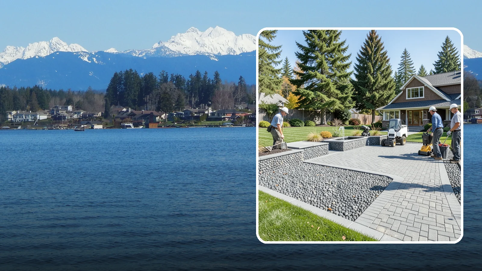 Mexican Beach Pebble Installation in Lake Stevens, Snohomish County, WA - Smooth, dark, ocean-tumbled pebbles that deliver a refined, high-end look for modern beds and water features.