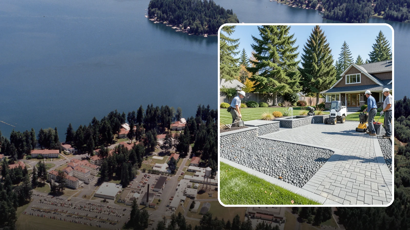 Mexican Beach Pebble Installation in Lakewood, Pierce County, WA - Smooth, dark, ocean-tumbled pebbles that deliver a refined, high-end look for modern beds and water features.