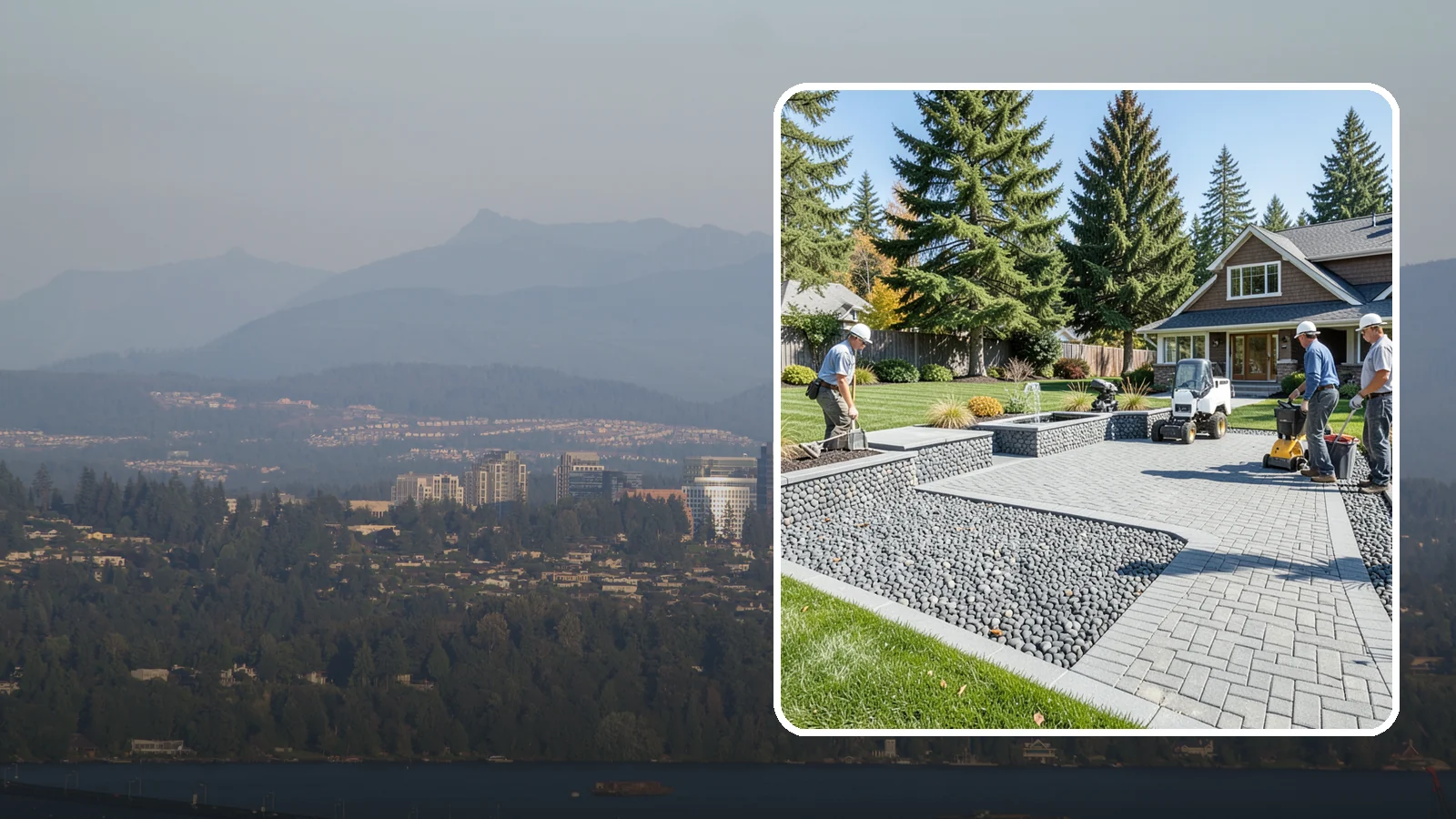 Mexican Beach Pebble Installation in Medina, King County, WA - Smooth, dark, ocean-tumbled pebbles that deliver a refined, high-end look for modern beds and water features.