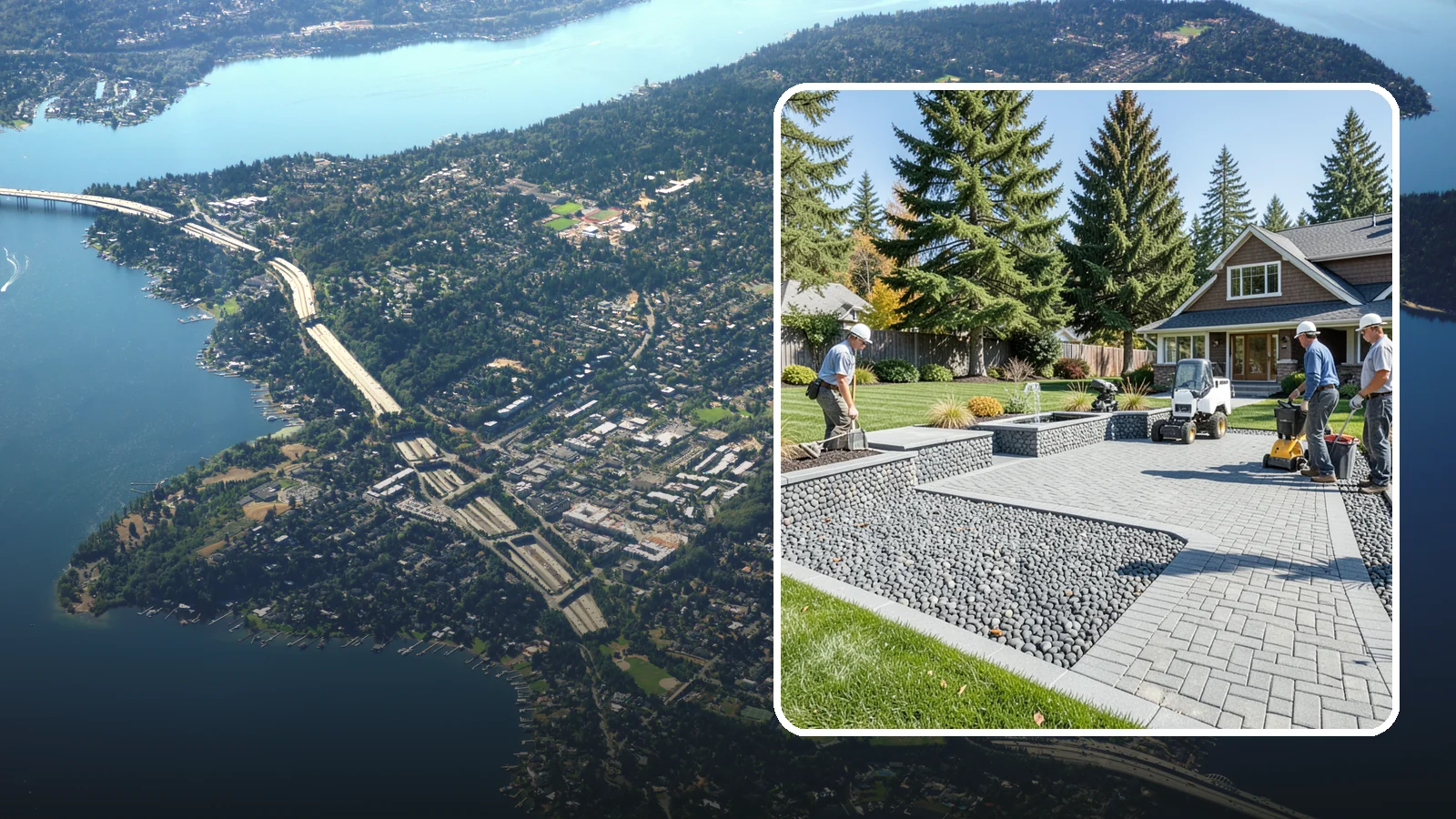 Mexican Beach Pebble Installation in Mercer Island, King County, WA - Smooth, dark, ocean-tumbled pebbles that deliver a refined, high-end look for modern beds and water features.