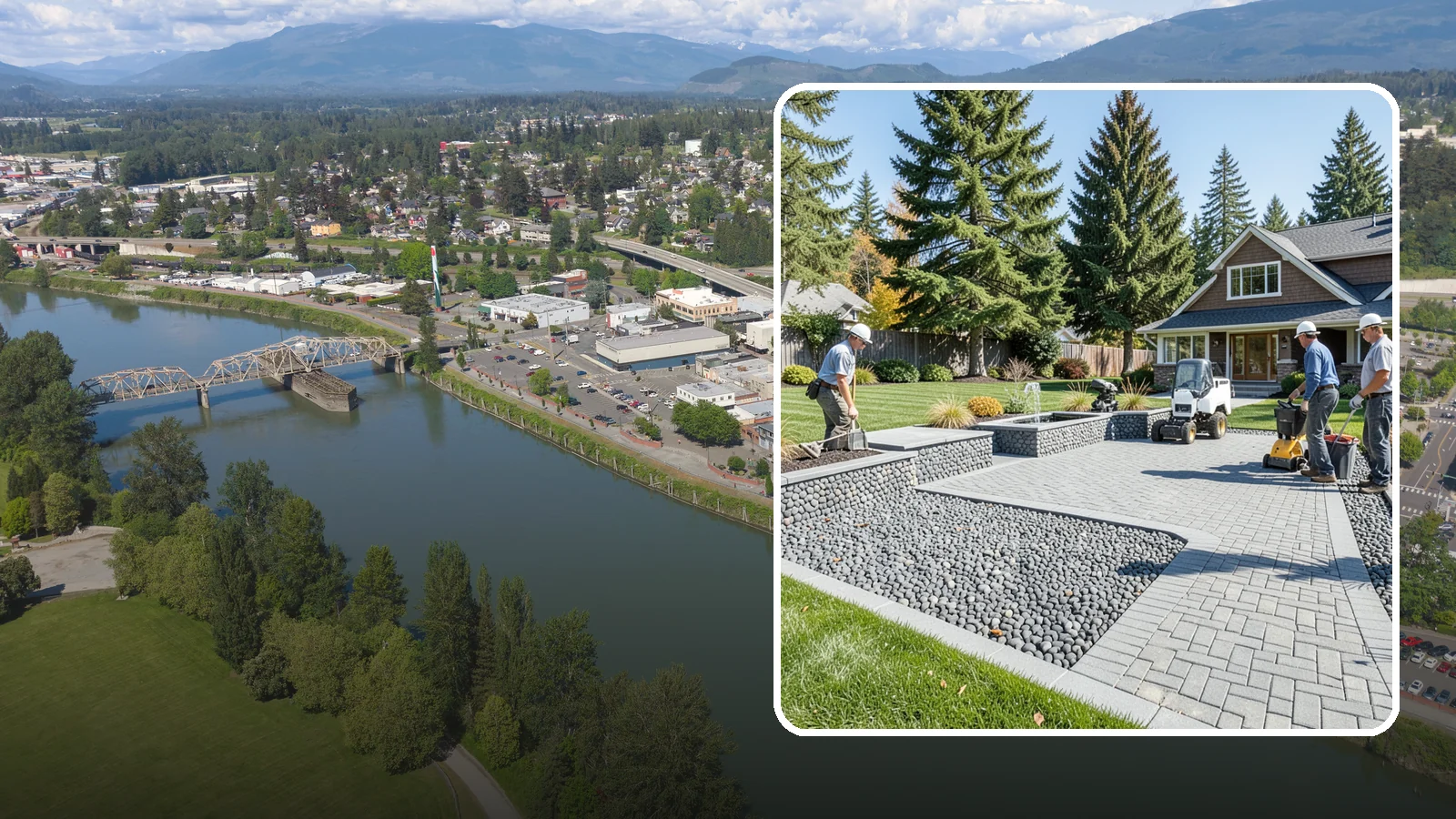 Mexican Beach Pebble Installation in Mount Vernon, Skagit County, WA - Smooth, dark, ocean-tumbled pebbles that deliver a refined, high-end look for modern beds and water features.