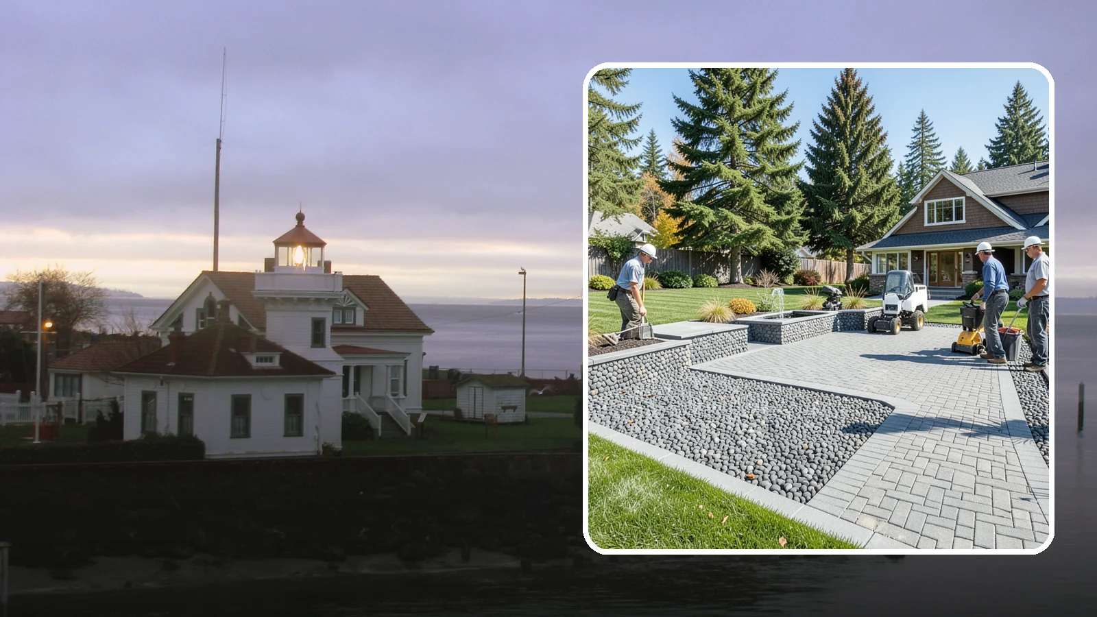 Mexican Beach Pebble Installation in Mukilteo, Snohomish County, WA - Smooth, dark, ocean-tumbled pebbles that deliver a refined, high-end look for modern beds and water features.
