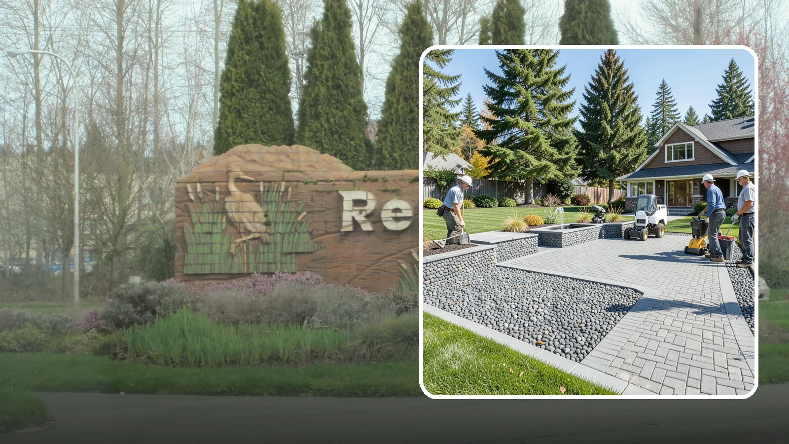 Mexican Beach Pebble Installation in Renton, King County, WA - Smooth, dark, ocean-tumbled pebbles that deliver a refined, high-end look for modern beds and water features.