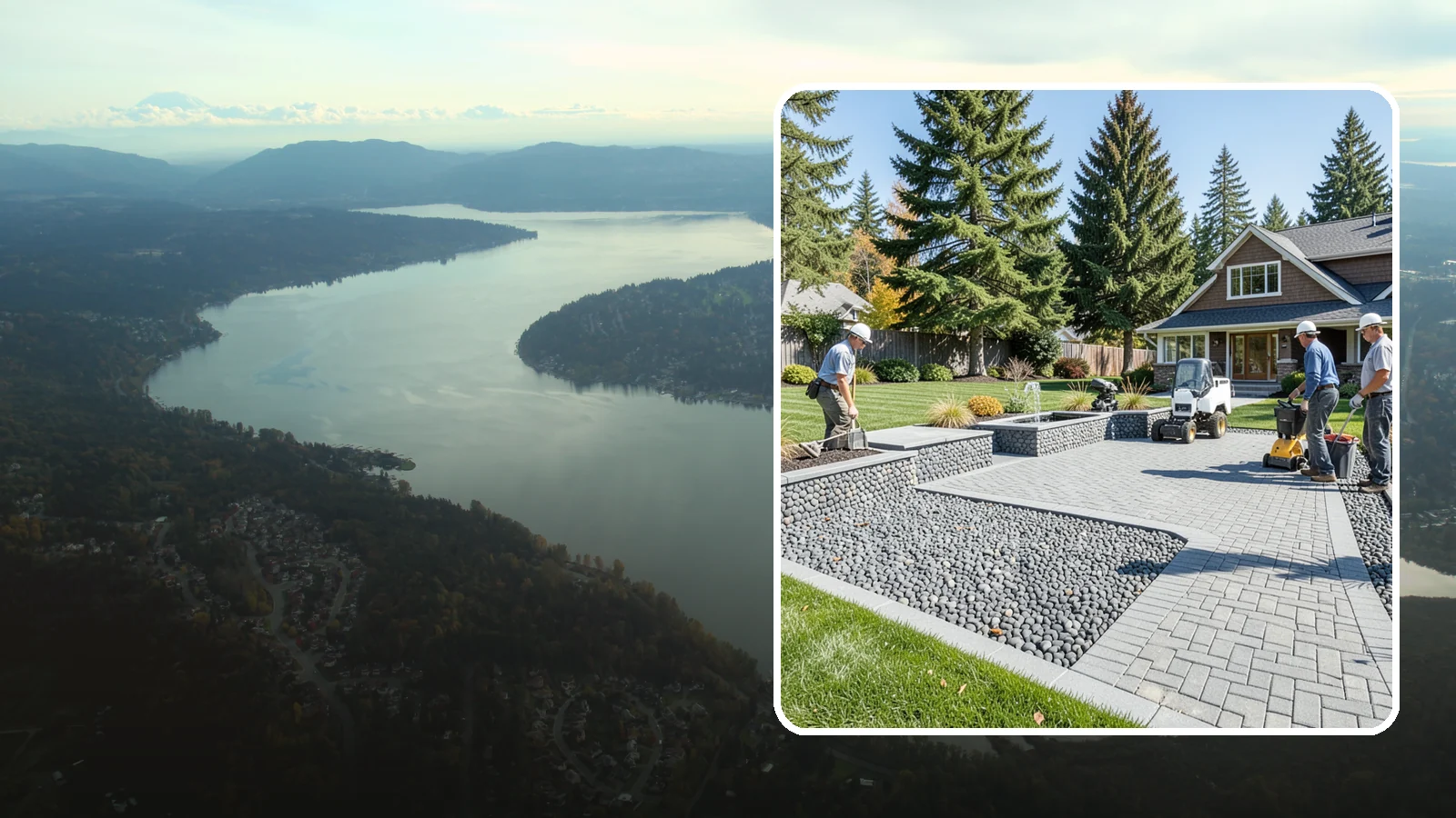 Mexican Beach Pebble Installation in Sammamish, King County, WA - Smooth, dark, ocean-tumbled pebbles that deliver a refined, high-end look for modern beds and water features.