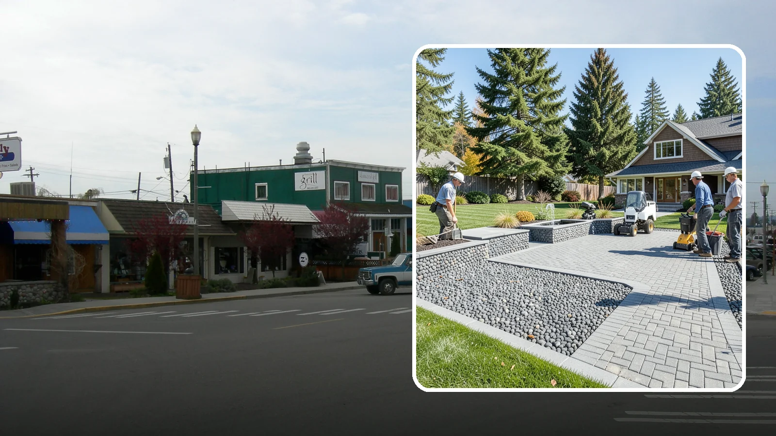 Mexican Beach Pebble Installation in Stanwood, Snohomish County, WA - Smooth, dark, ocean-tumbled pebbles that deliver a refined, high-end look for modern beds and water features.
