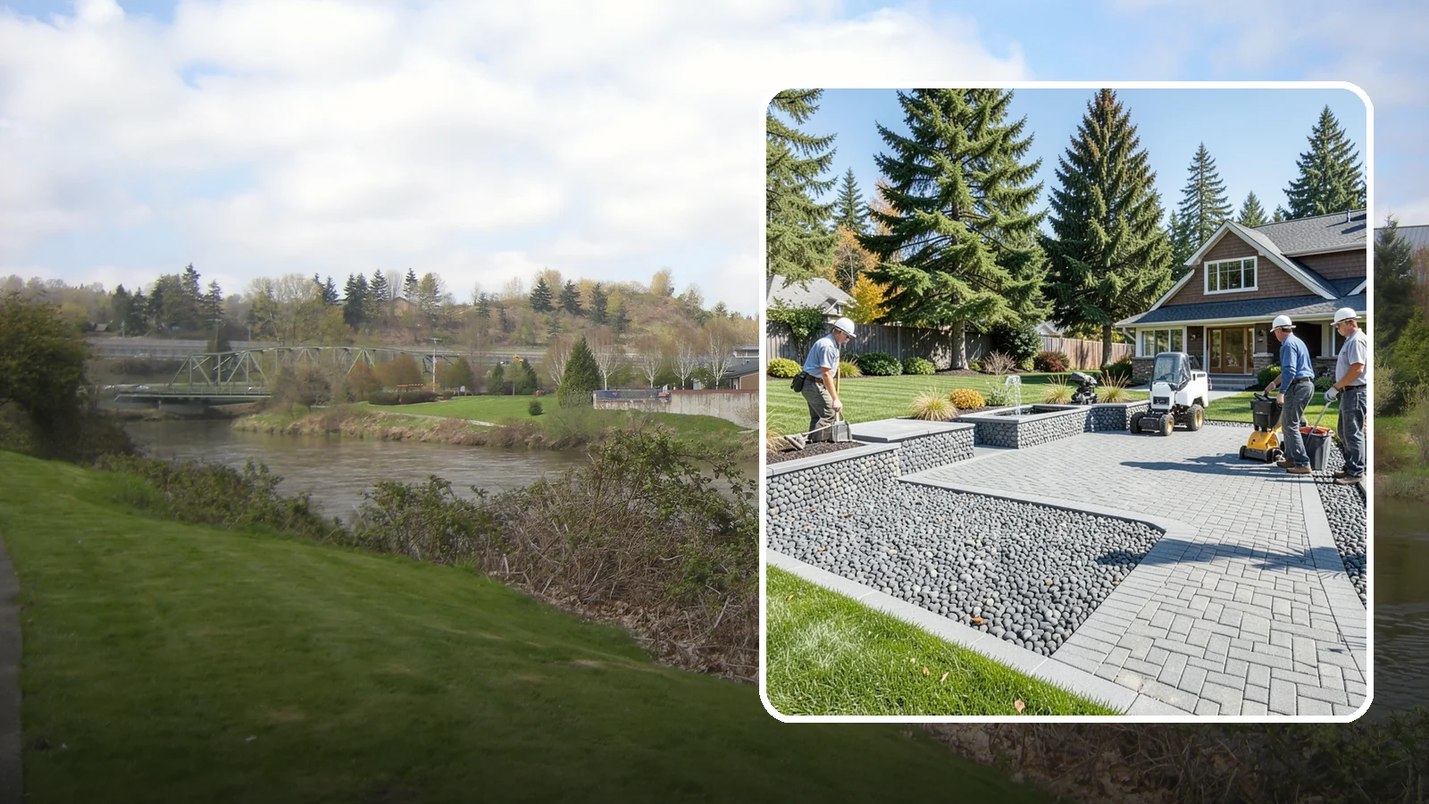 Mexican Beach Pebble Installation in Tukwila, King County, WA - Smooth, dark, ocean-tumbled pebbles that deliver a refined, high-end look for modern beds and water features.