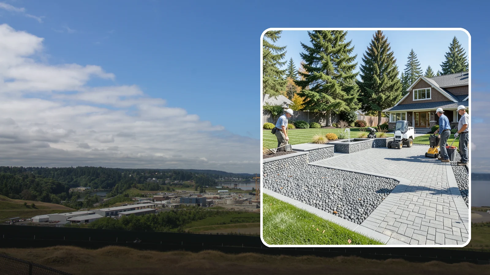 Mexican Beach Pebble Installation in University Place, Pierce County, WA - Smooth, dark, ocean-tumbled pebbles that deliver a refined, high-end look for modern beds and water features.