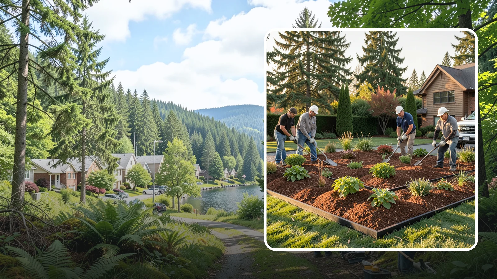 Mulch Installation in Lake Forest Park, King County, WA - Fresh mulch spread across beds to lock in moisture, block weeds, and give your landscape a clean, finished look.