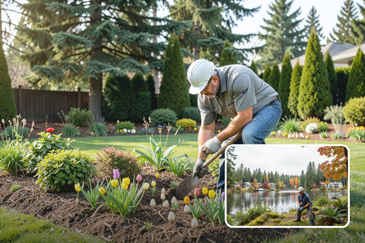 Mulch Refresh in La Conner, Skagit County, WA - Renews a dark, uniform look across settled beds