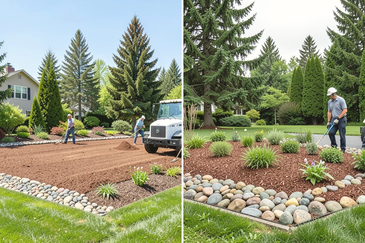 Mulch Refresh in La Conner, Skagit County, WA - Clear leaves, twigs, and surface debris from the beds