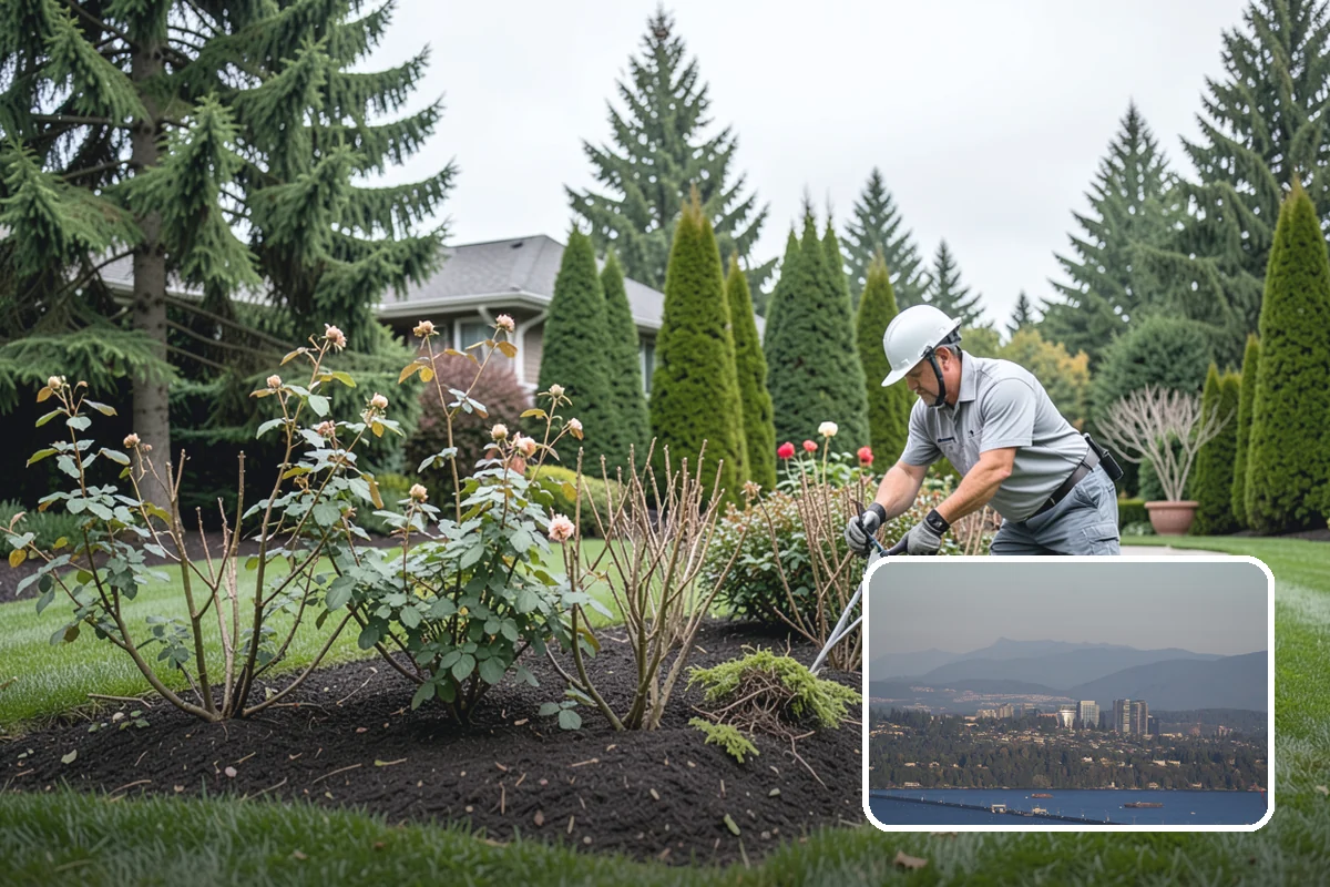 Mulch Refresh in Medina, King County, WA - Renews a dark, uniform look across settled beds