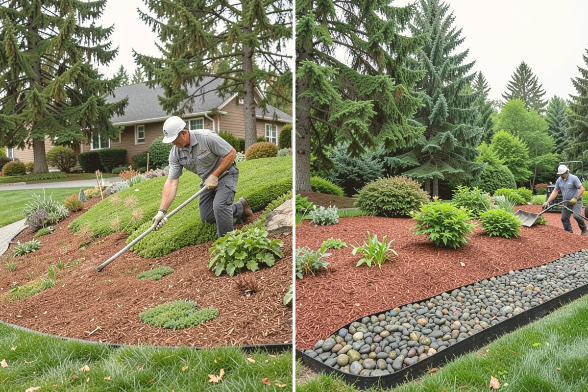 Mulch Refresh in Milton, King County, WA - Clear leaves, twigs, and surface debris from the beds