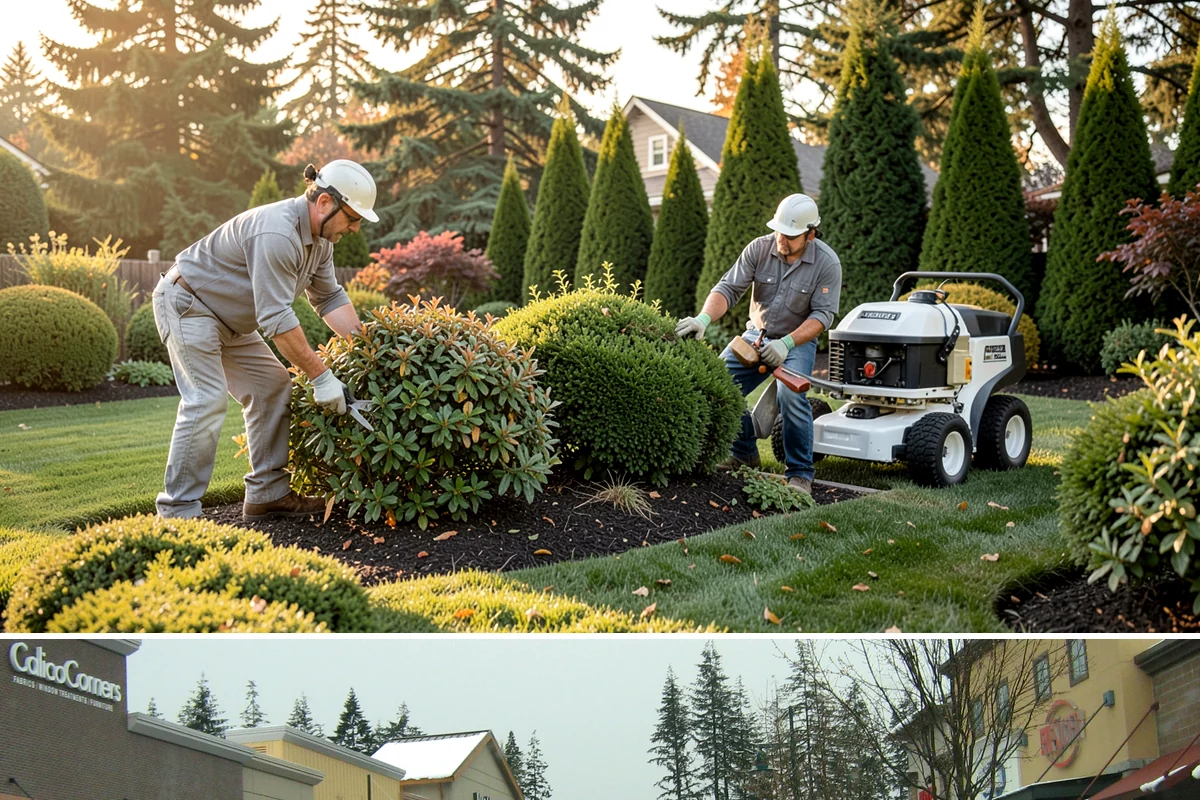 Nandina Pruning in Mill Creek, Snohomish County, WA - In the PNW, prune nandina in early spring, thinning canes at staggered heights before the season's new growth fills in.