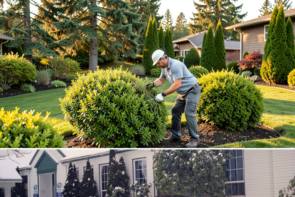 Nandina Pruning in Pacific, King County, WA - In the PNW, prune nandina in early spring, thinning canes at staggered heights before the season's new growth fills in.
