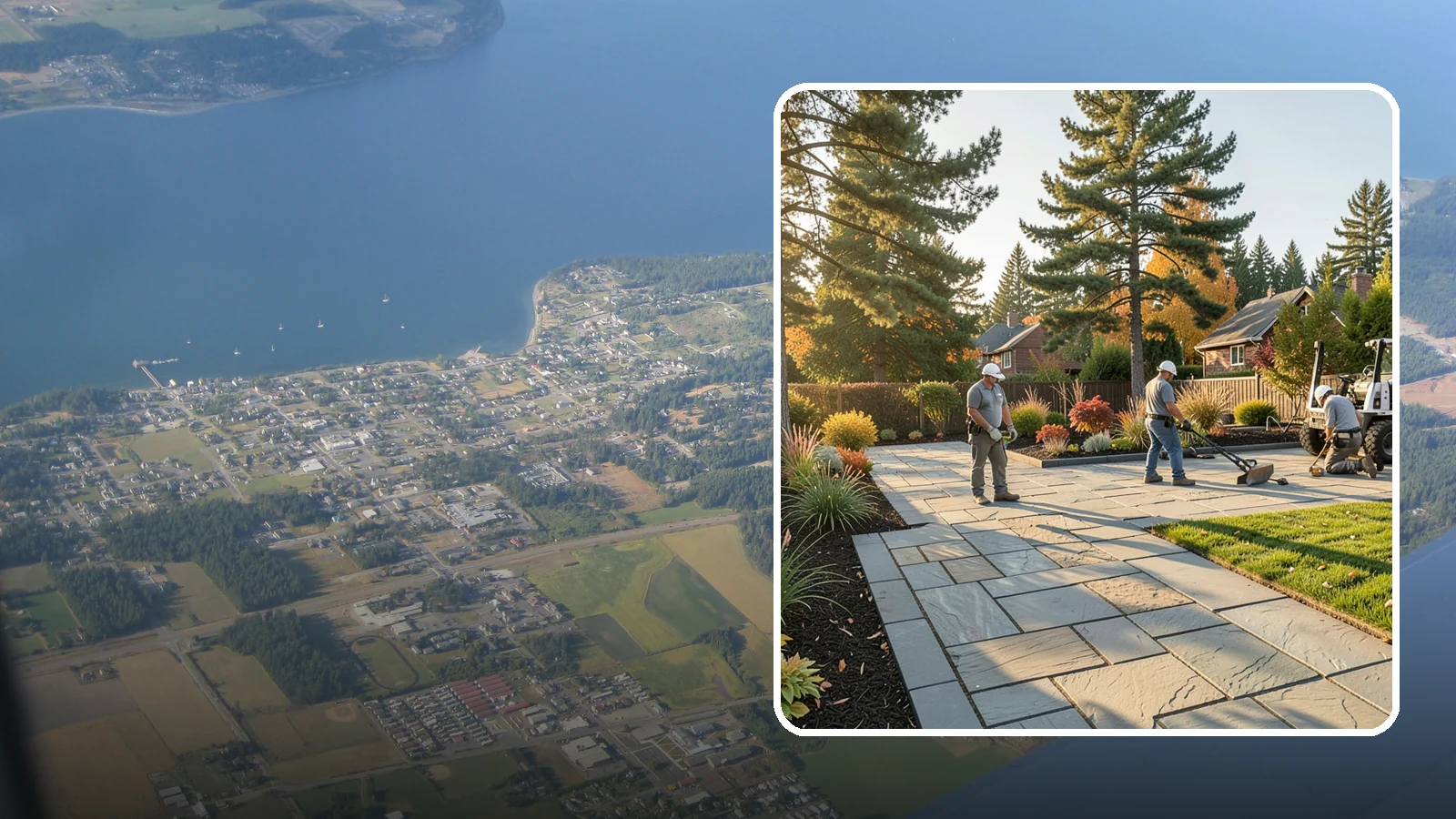 Natural Stone Paver Installation in Coupeville, Island County, WA - Quarried natural stone pavers in uniform thicknesses that bring one-of-a-kind character to premium Northwest patios and entries.