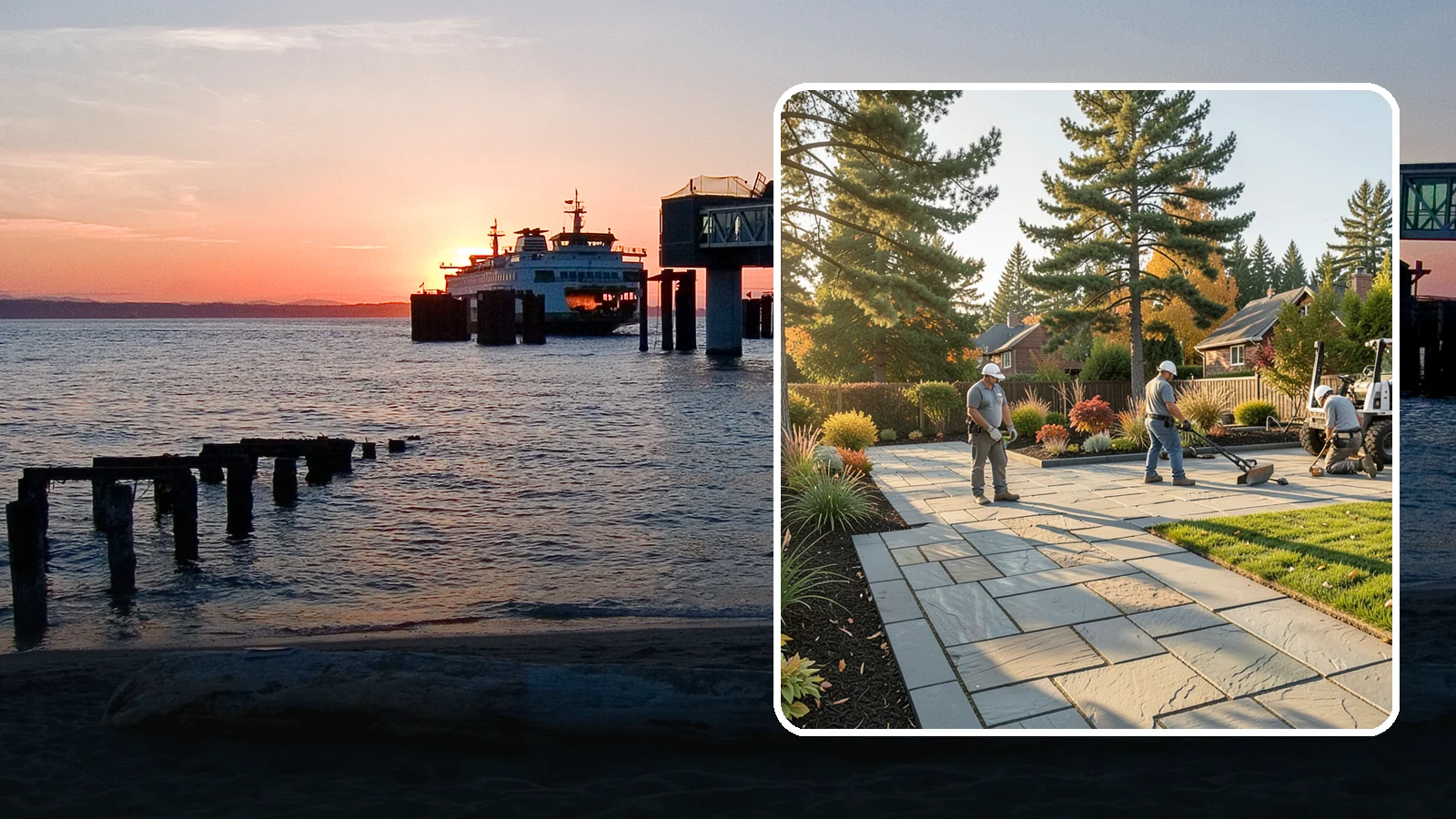 Natural Stone Paver Installation in Edmonds, Snohomish County, WA - Quarried natural stone pavers in uniform thicknesses that bring one-of-a-kind character to premium Northwest patios and entries.