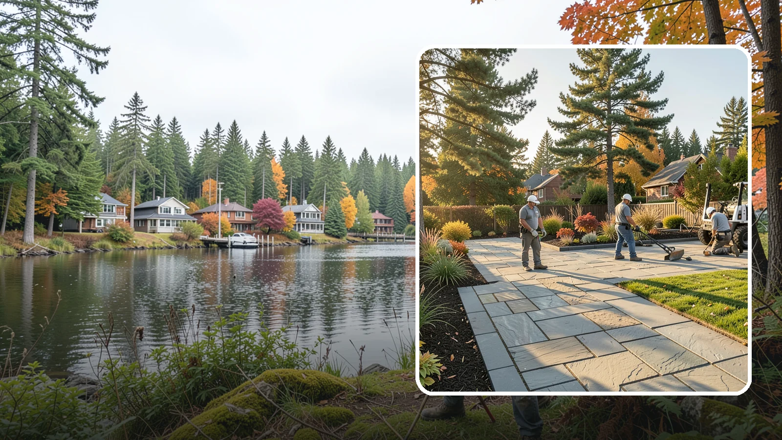 Natural Stone Paver Installation in La Conner, Skagit County, WA - Quarried natural stone pavers in uniform thicknesses that bring one-of-a-kind character to premium Northwest patios and entries.