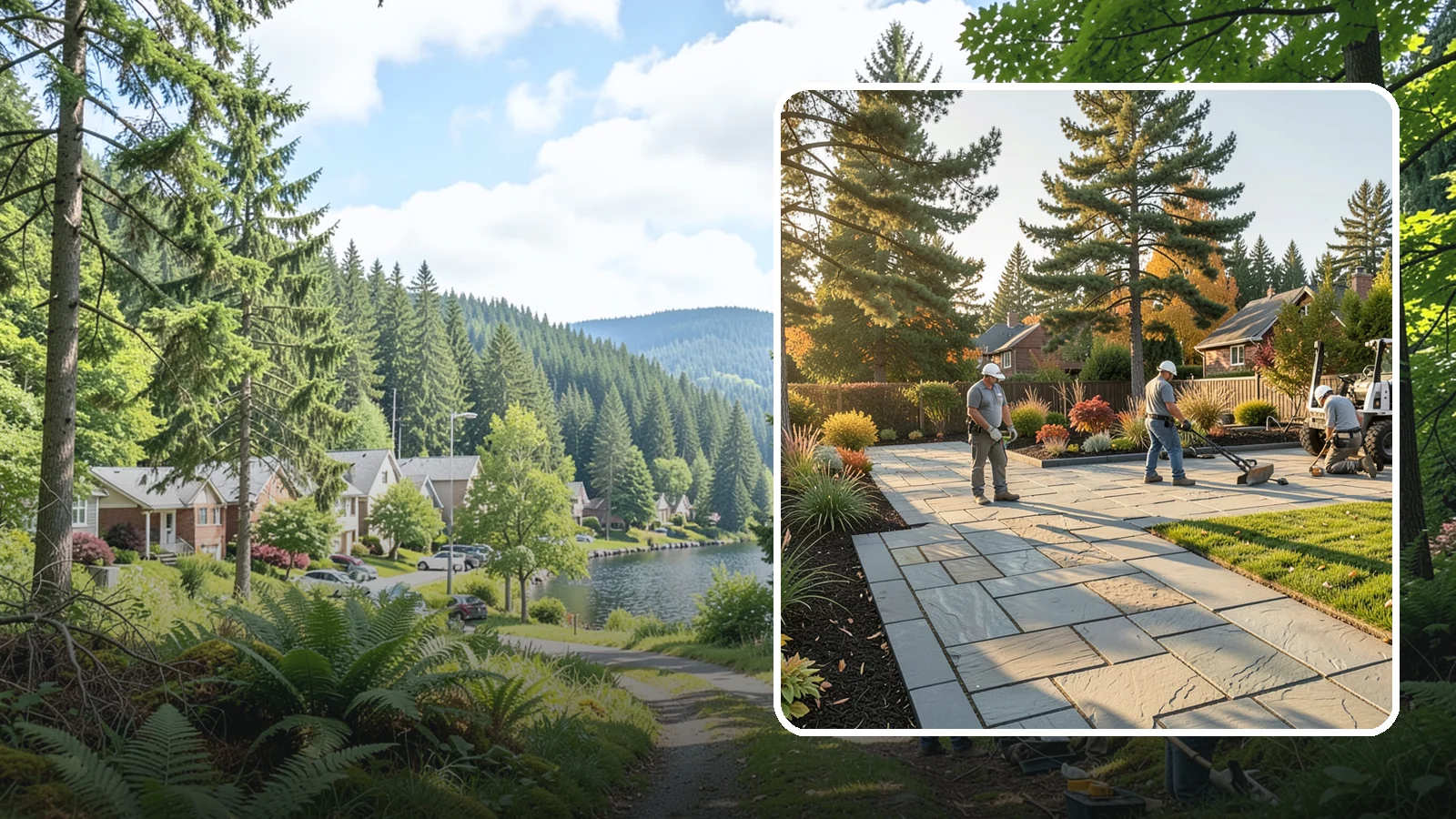 Natural Stone Paver Installation in Lake Forest Park, King County, WA - Quarried natural stone pavers in uniform thicknesses that bring one-of-a-kind character to premium Northwest patios and entries.