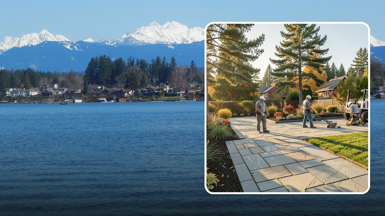 Natural Stone Paver Installation in Lake Stevens, Snohomish County, WA - Quarried natural stone pavers in uniform thicknesses that bring one-of-a-kind character to premium Northwest patios and entries.