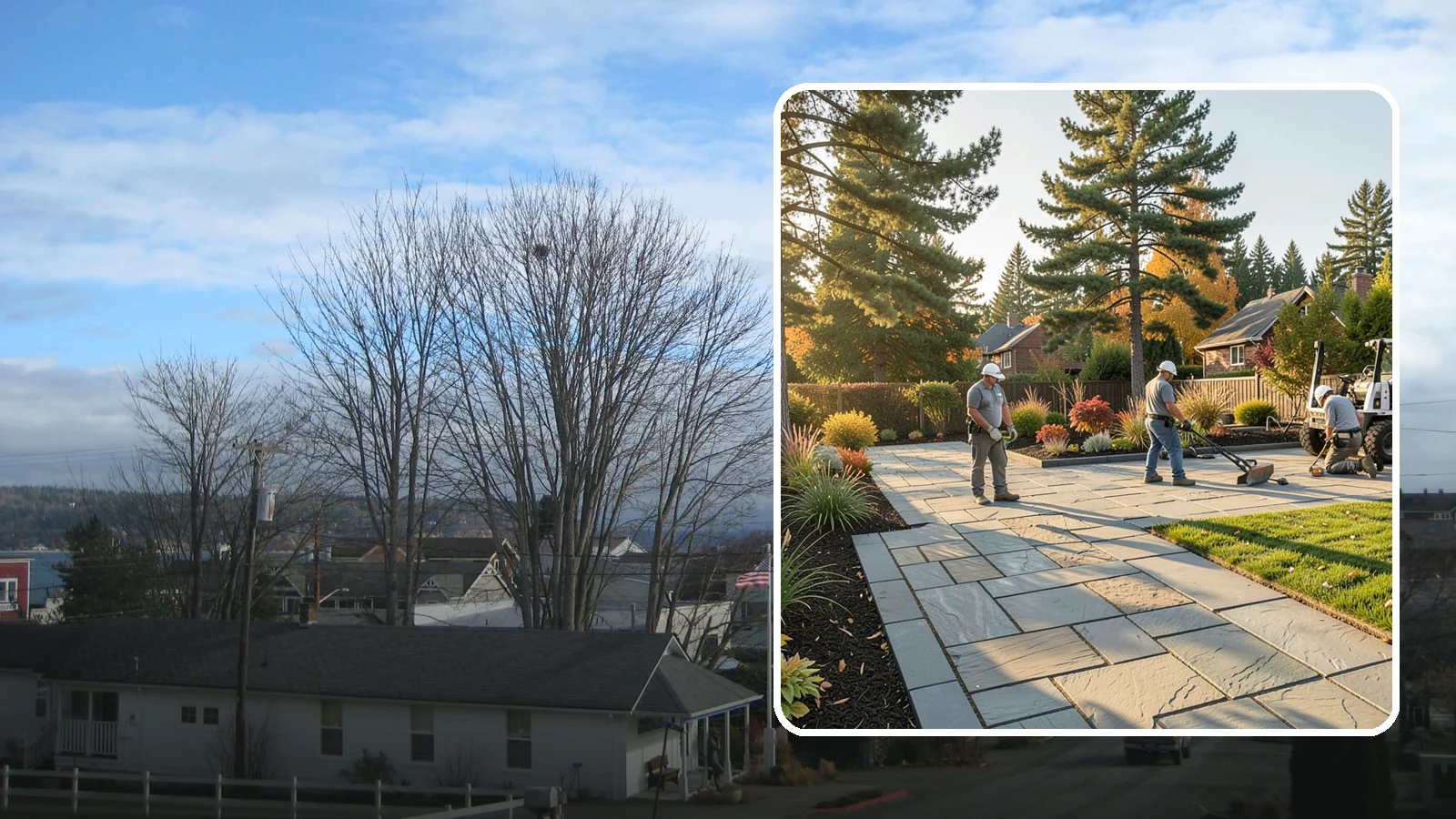 Natural Stone Paver Installation in Langley, Island County, WA - Quarried natural stone pavers in uniform thicknesses that bring one-of-a-kind character to premium Northwest patios and entries.