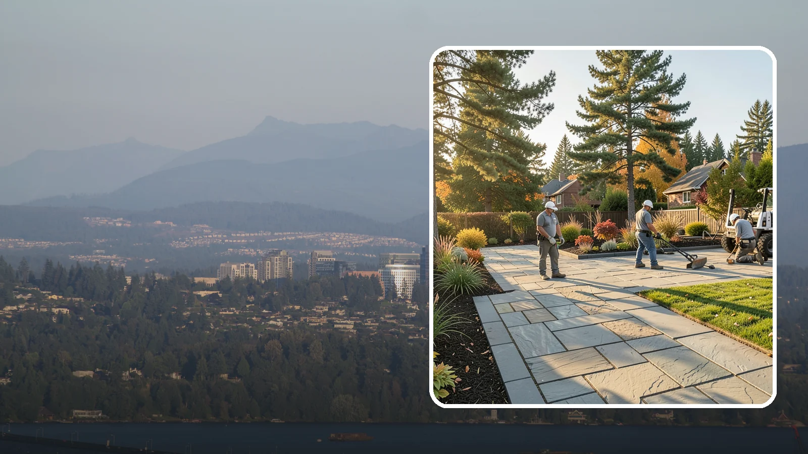 Natural Stone Paver Installation in Medina, King County, WA - Quarried natural stone pavers in uniform thicknesses that bring one-of-a-kind character to premium Northwest patios and entries.