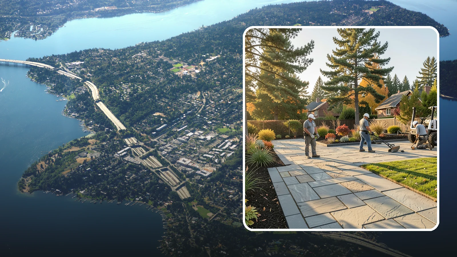 Natural Stone Paver Installation in Mercer Island, King County, WA - Quarried natural stone pavers in uniform thicknesses that bring one-of-a-kind character to premium Northwest patios and entries.