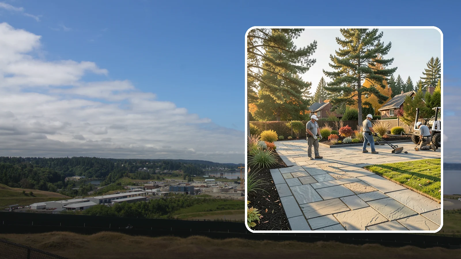 Natural Stone Paver Installation in University Place, Pierce County, WA - Quarried natural stone pavers in uniform thicknesses that bring one-of-a-kind character to premium Northwest patios and entries.