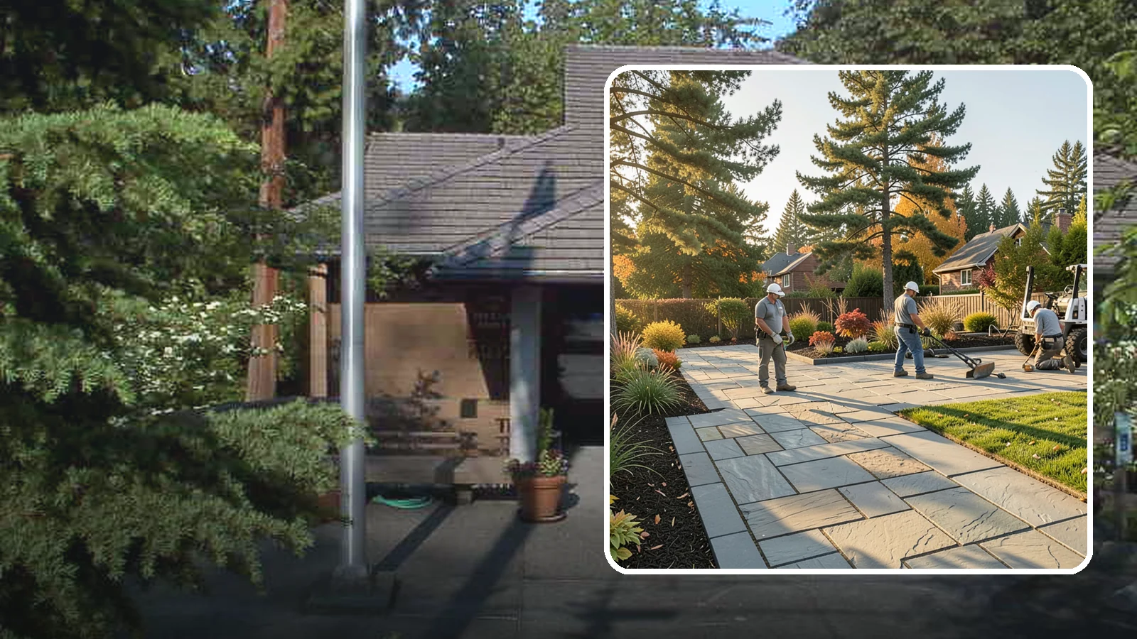 Natural Stone Paver Installation in Yarrow Point, King County, WA - Quarried natural stone pavers in uniform thicknesses that bring one-of-a-kind character to premium Northwest patios and entries.